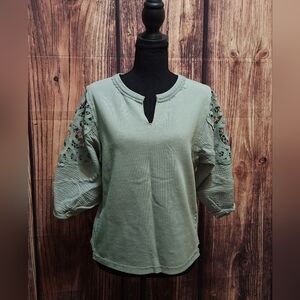 Gimmicks by BKE Seagreen Womens Lace Bohemian Top Size Xs